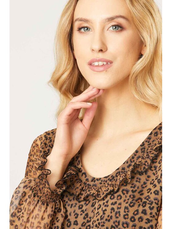 QUIOSQUE QUIOSQUE Bluzka 13-TK-244 Brązowy Regular Fit
