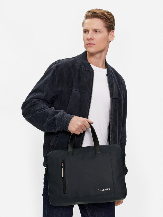 Tommy Hilfiger Tommy Hilfiger Taška na laptop Th Pique Slim Computer Bag AM0AM11784 Tmavomodrá