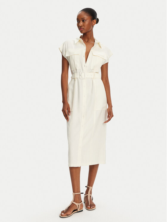 Patrizia Pepe Patrizia Pepe Рокля тип риза 2A2870/A573-W146 Екрю Regular Fit