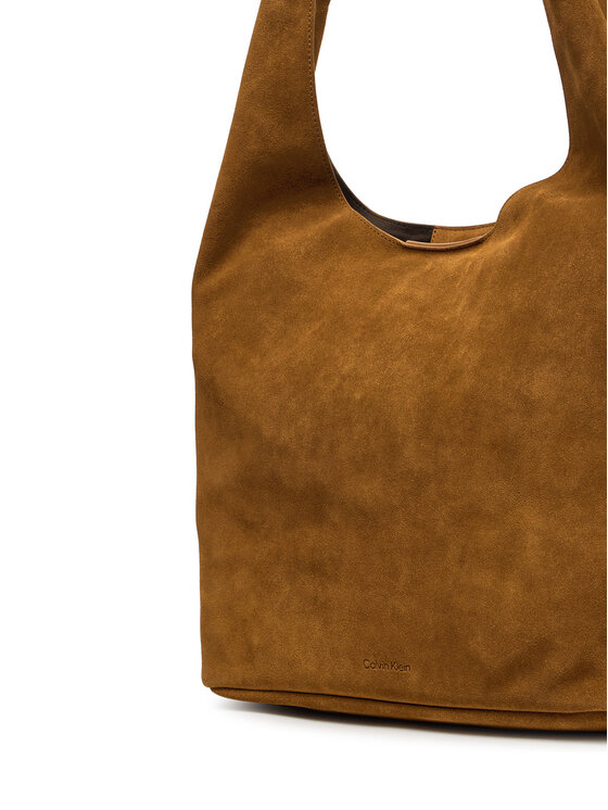 Calvin Klein Calvin Klein Torbica Slouchy Suede Leather Medium Bag LV04F3597G Smeđa