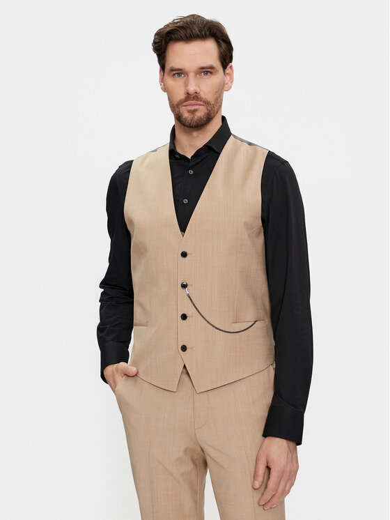 HUGO Hugo Garnitur Hesten 50509390 Beżowy Extra Slim Fit