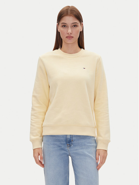 Tommy Jeans Tommy Jeans Džemperis ar kapuci Tjw Reg S Flag Crew DW0DW19959 Dzeltens Regular Fit