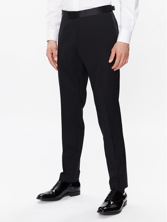 Pantaloni di tessuto 50485347 Nero Slim Fit
