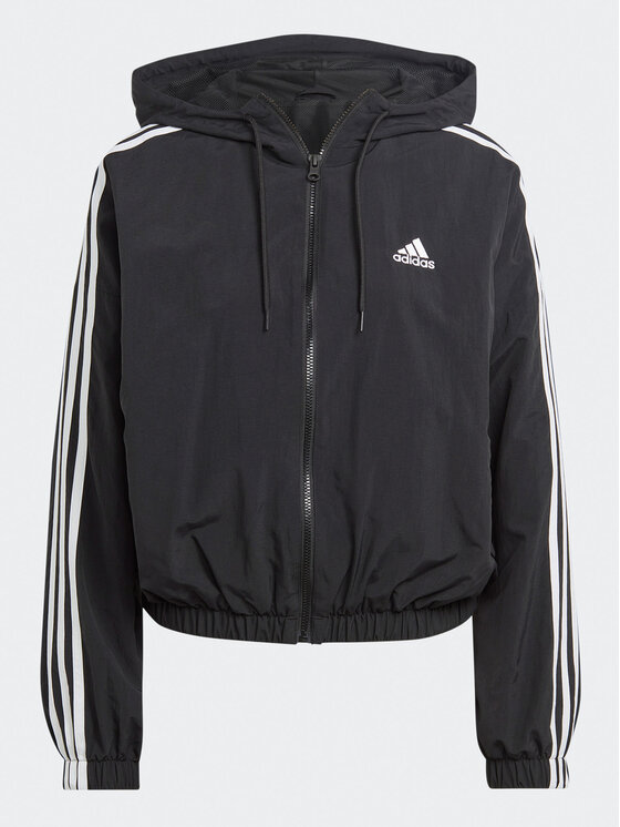adidas adidas Vetrovka Essentials 3-Stripes Woven Windbreaker HT3399 Črna Loose Fit