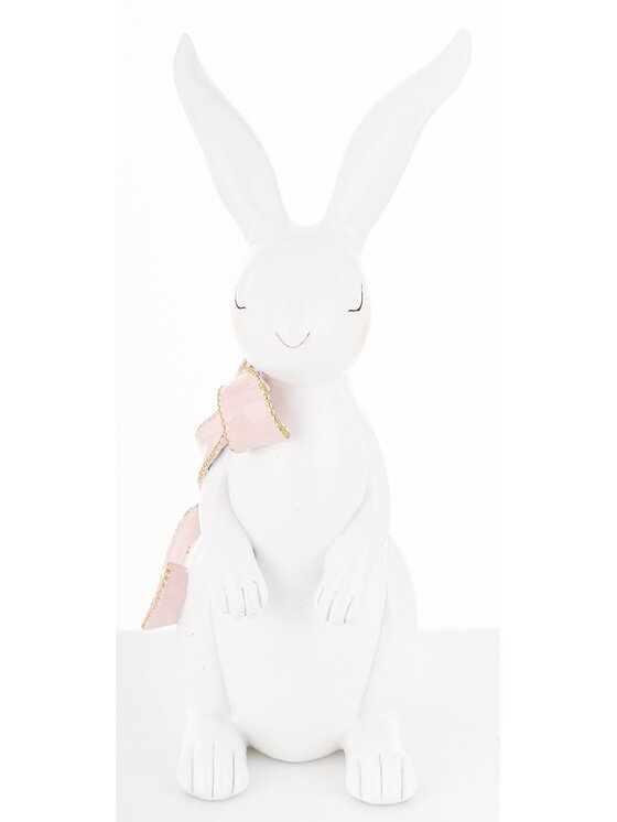 MIAhome MIAhome Figurka królik ceramiczny BUNNY-5 z długą kokardką Biały