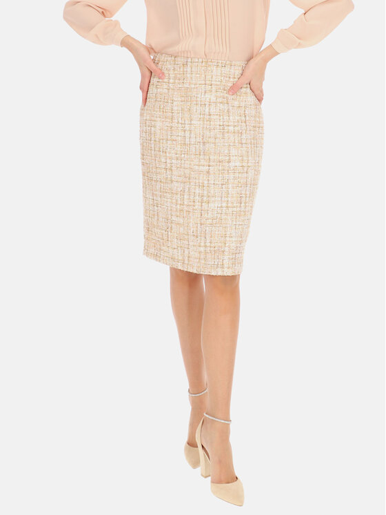 Potis & Verso Potis & Verso Spódnica Arlena Beżowy Slim Fit