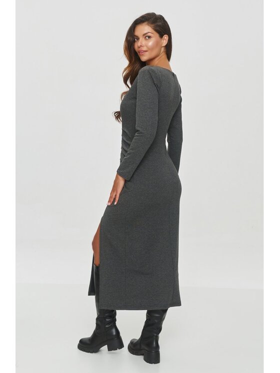 Makadamia Makadamia Sukienka codzienna M846 Szary Shaped Fit