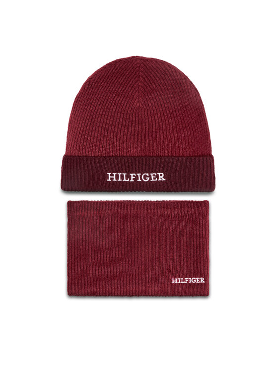 Tommy Hilfiger Set Mütze und Loop-Schal - Kinderkleidung, Größe S_M Rot AU0AU01938