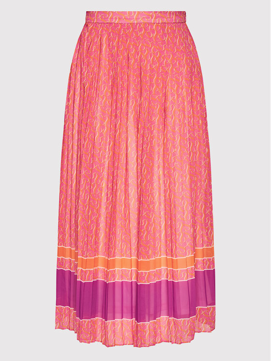 Simple Simple Plisovaná sukňa SDD014 Ružová Regular Fit