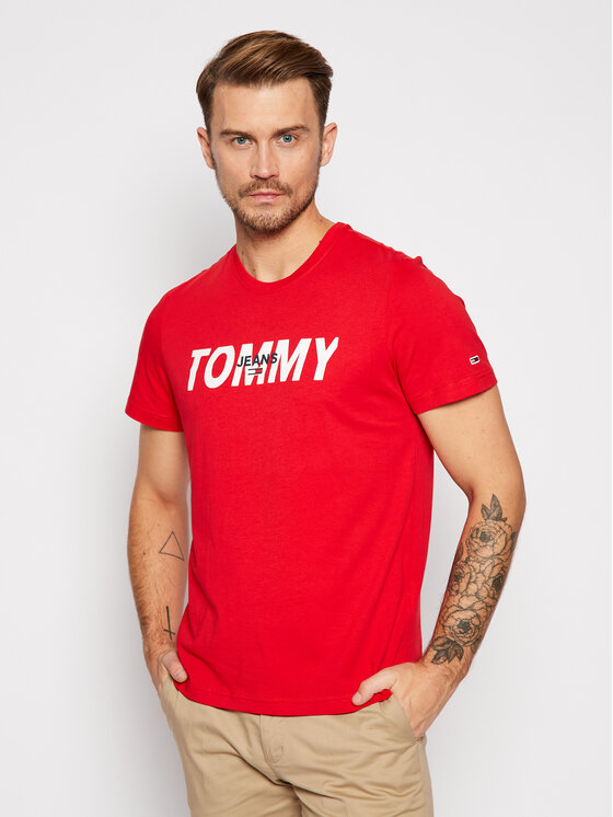 Tommy Jeans T-Shirt Layered Graphic DM0DM09481 Rot Regular Fit • Modivo.de