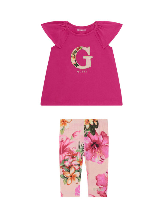 Guess Guess Sada t-shirt a legíny K6GG01 K6YW4 Růžová Regular Fit