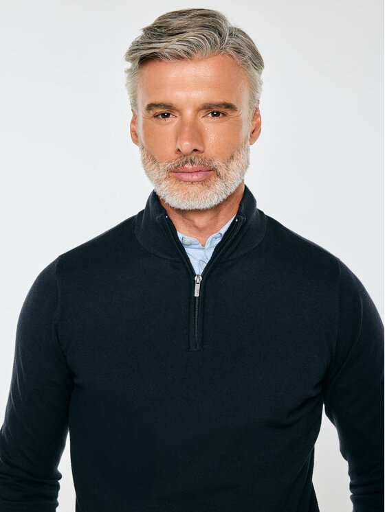 BIG STAR BIG STAR Sweter MARTINES Granatowy Basic Fit