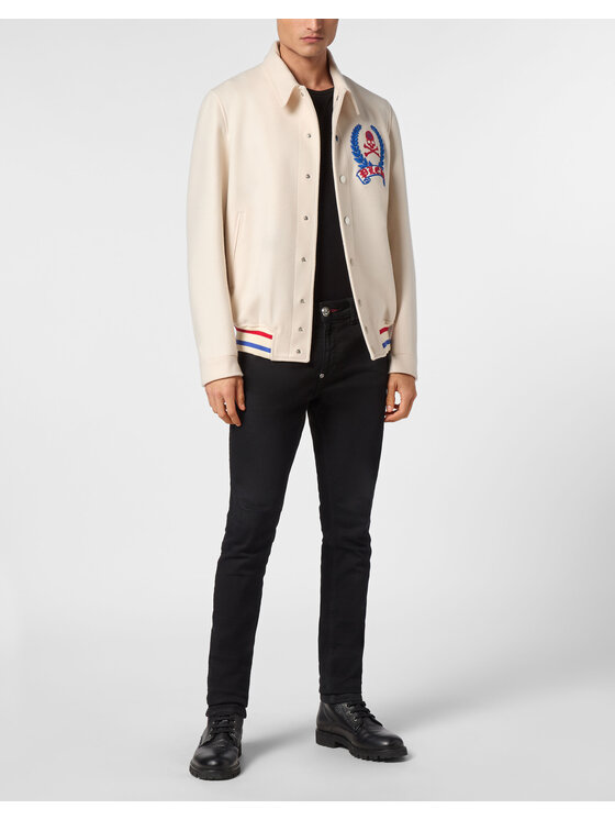 PHILIPP PLEIN PHILIPP PLEIN Kurtka bomber 11459 Biały Regular Fit