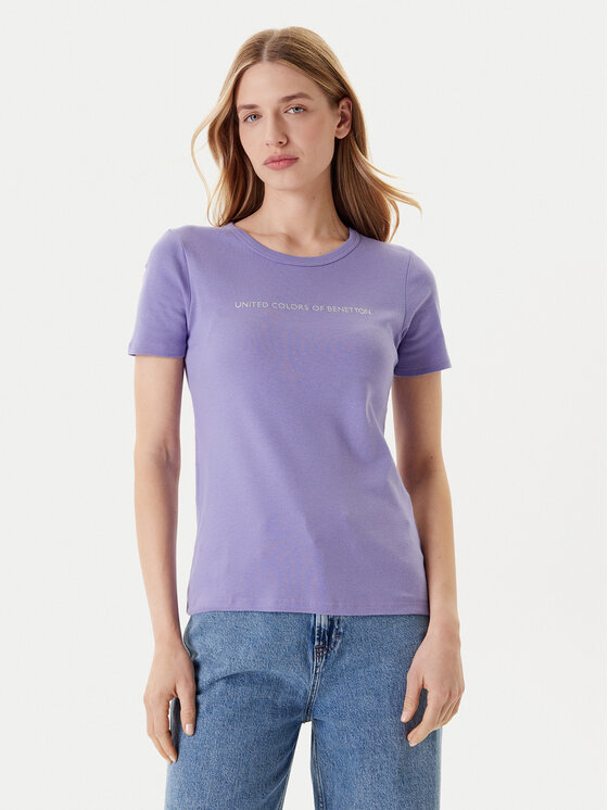 United Colors Of Benetton United Colors Of Benetton T-Shirt 3GA2E16A2 Fialová Regular Fit