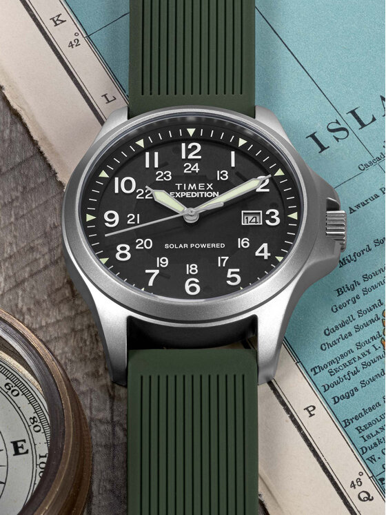 Timex Timex Ročna ura Expedition® Field Post Solar TW2Y31600 Zelena