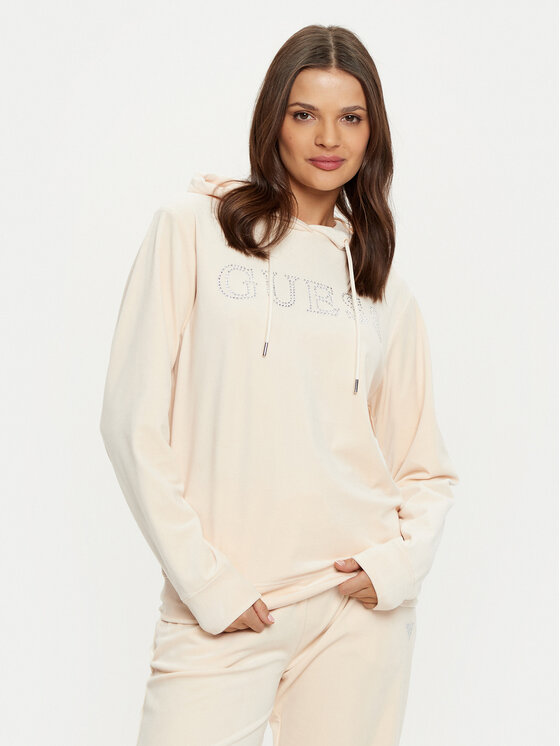 Guess Mikina V4RQ25 KBXI2 Écru Regular Fit
