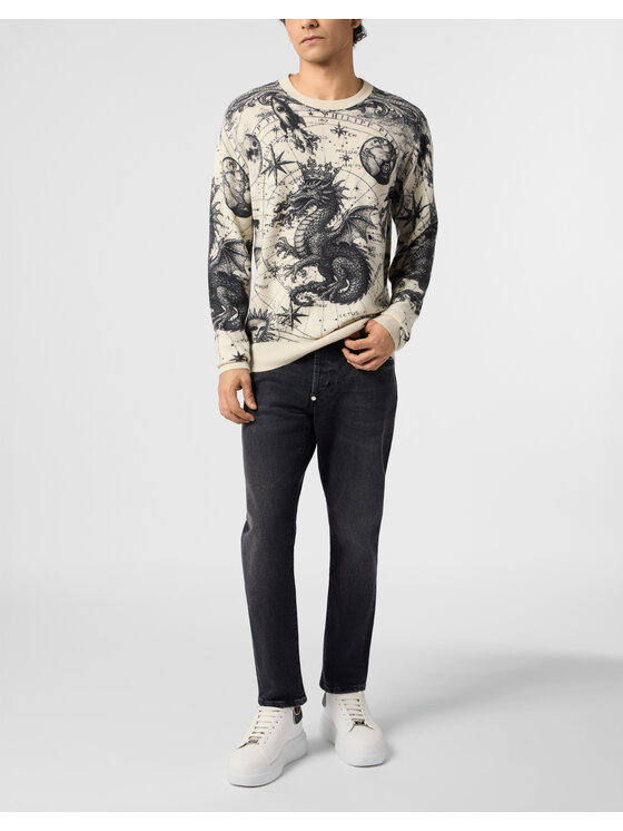 PHILIPP PLEIN PHILIPP PLEIN Sveter 31395 Biela Regular Fit