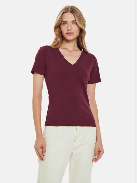 Tommy Hilfiger Tommy Hilfiger Tričko New CodyWW0WW40584 Bordová Slim Fit