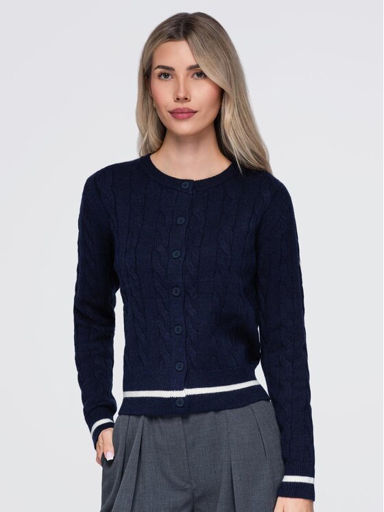 Ombre Ombre Svetr OW-SW-E0028 Tmavomodrá Slim Fit