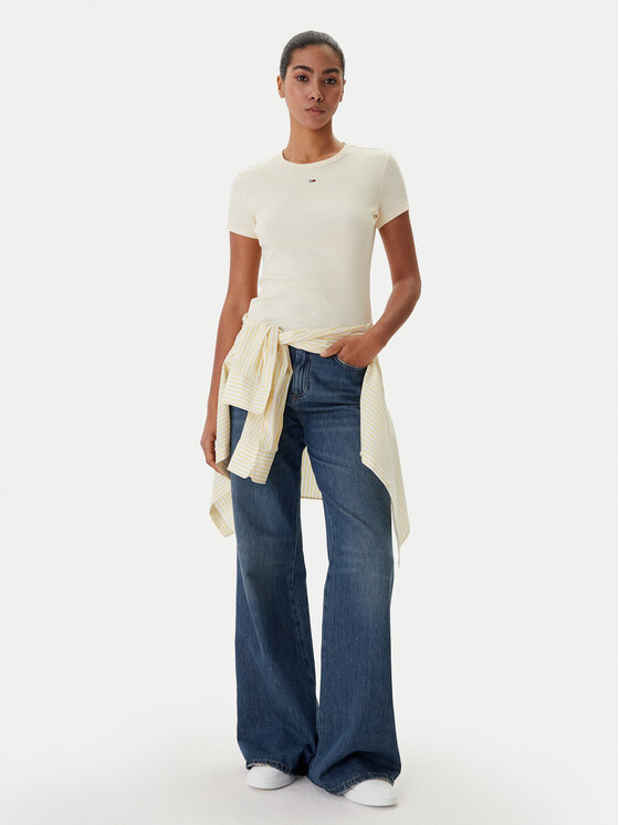 Tommy Jeans Tommy Jeans Majica Essential DW0DW17383 Bež Slim Fit