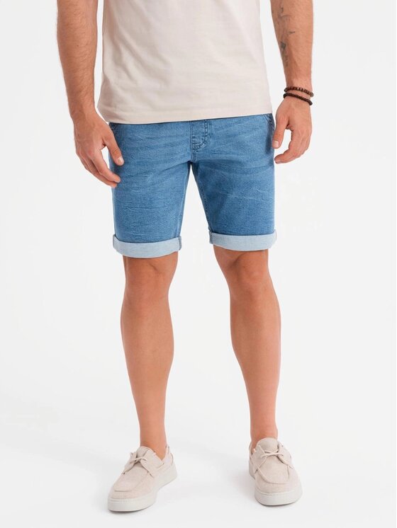 Ombre Ombre Szorty jeansowe OM-SRDS-0161 Niebieski Regular Fit