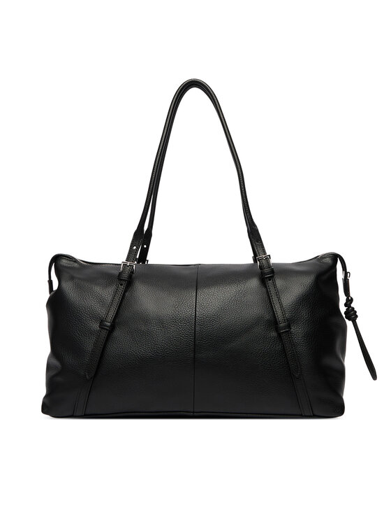Tommy Jeans Tommy Jeans Táska Pebble Grain Metal Logo Tote Bag AW0AW18472 Fekete