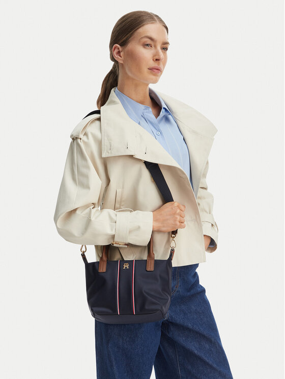 Tommy Hilfiger Tommy Hilfiger Τσάντα Popette Mini Tote Corp AW0AW17707 Σκούρο μπλε