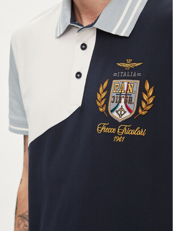 Aeronautica Militare Aeronautica Militare Тениска с яка и копчета 241PO1764P199 Тъмносин Regular Fit