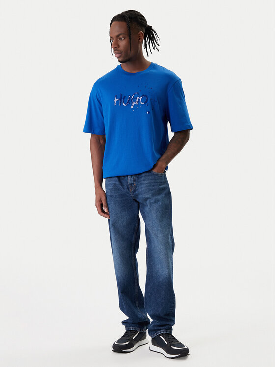 HUGO HUGO T-krekls Nierofix 50554369 Zils Regular Fit