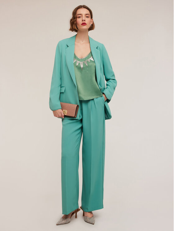 Motivi Motivi Pantaloni di tessuto P192Q103935N015 Turchese Over Fit