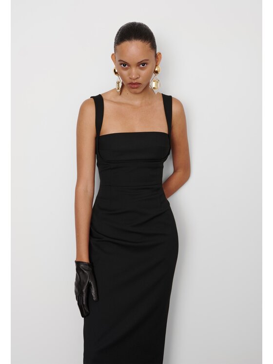 La Mania La Mania Sukienka codzienna LADY Czarny Classic Fit