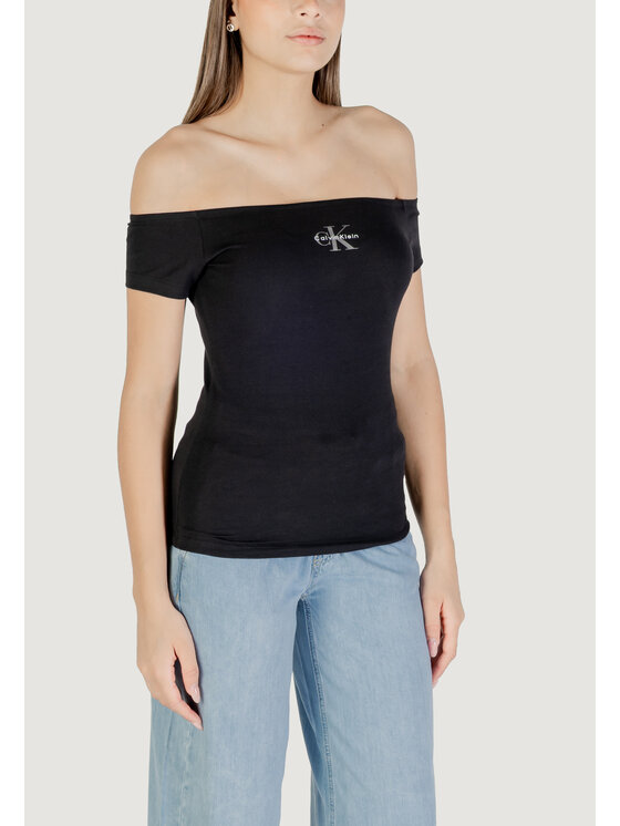 Calvin Klein Jeans Calvin Klein Jeans T-shirt MONOGRAM OFF SHOULDE Nero Casual Fit