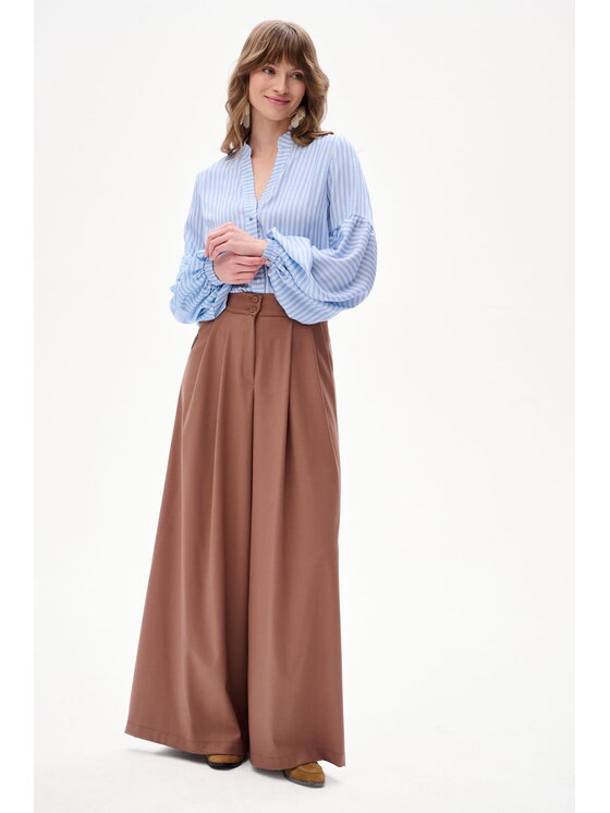blue shadow blue shadow Spodnie damskie Vida Brązowy Regular Fit