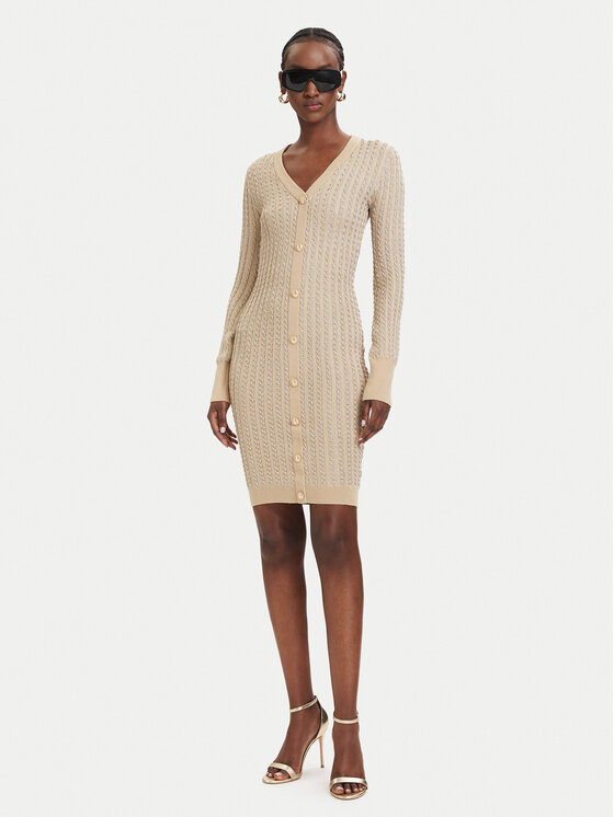 Guess Guess Kootud kleit W5RK09 Z3KT0 Beež Bodycon Fit