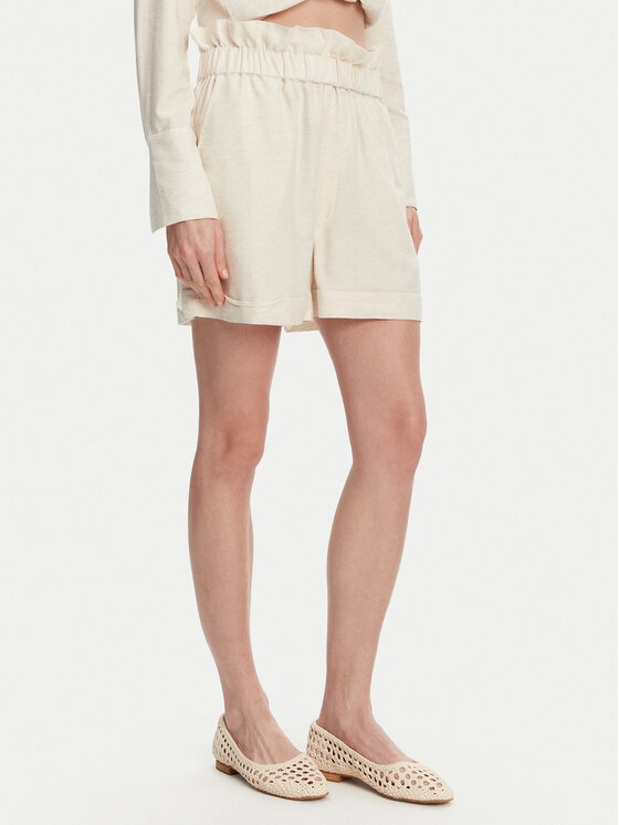 Selmark Selmark Set cămașă și șorturi din material textil BC176 Bej Relaxed Fit