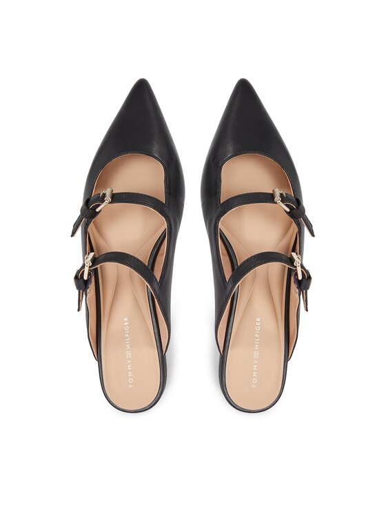 Tommy Hilfiger Tommy Hilfiger Şlapi Th Pointy Leather Mule FW0FW07722 Negru