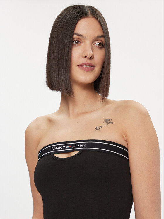 Tommy Jeans Tommy Jeans Rochie de zi DW0DW17416 Negru Slim Fit