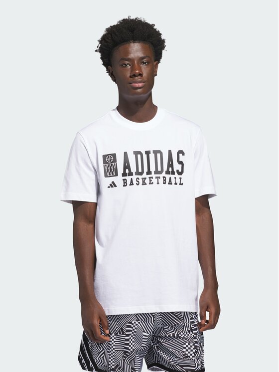 adidas adidas Koszulka techniczna BASKETBALL GRAPHIC Biały Loose Fit