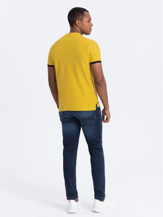 Ombre Ombre T-Shirt OM-TSCT-0156 Žlutá Regular Fit