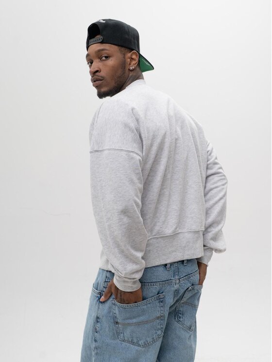 Jigga Wear Jigga Wear Bluza Bluza Bez Kaptura Oversize Męska Szara Jigga Wear Smart XXL Szary Oversize