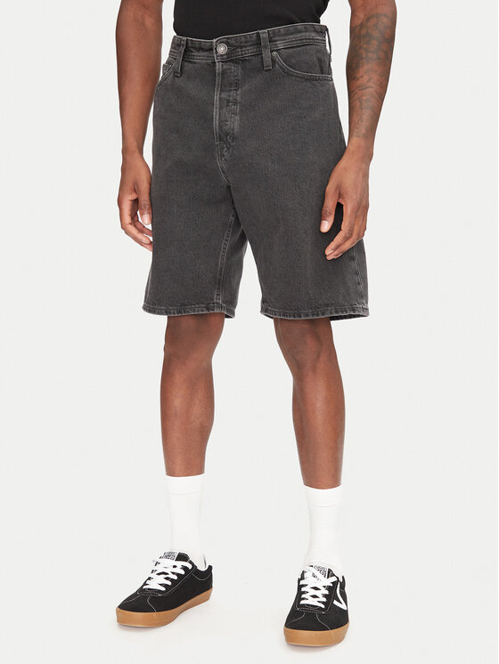 Jack&Jones Džínsové šortky Alex 12269532 Čierna Baggy Fit