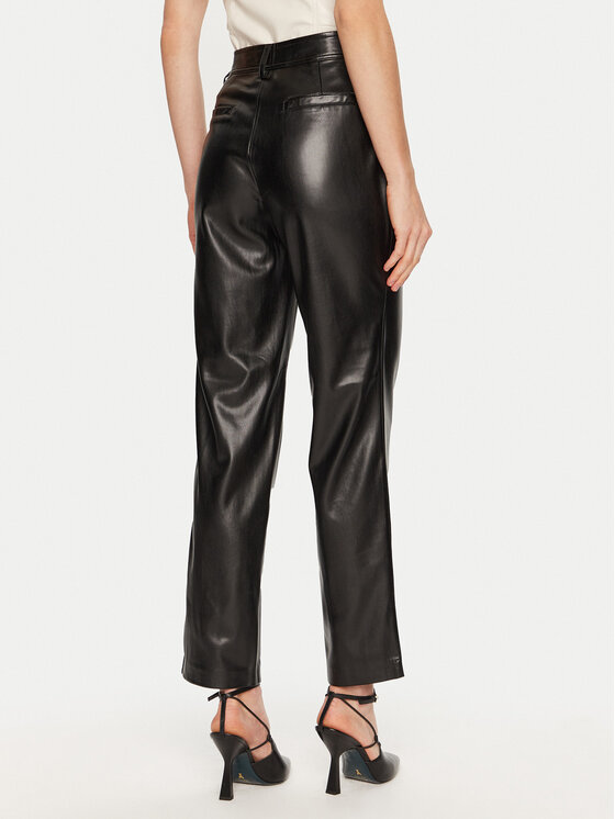 Guess Guess Dirbtinės odos kelnės Lia W4YB18 WF8Q0 Juoda Regular Fit