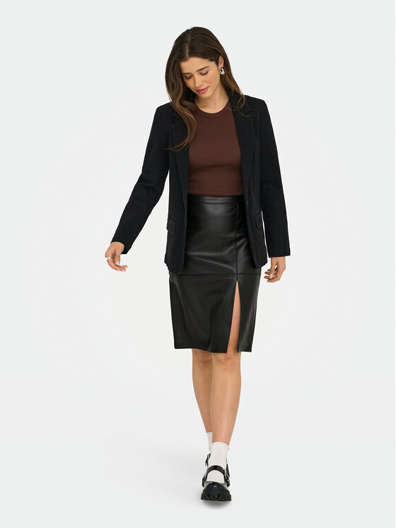 ONLY ONLY Sukňa z imitácie kože Oline 15315998 Čierna Slim Fit