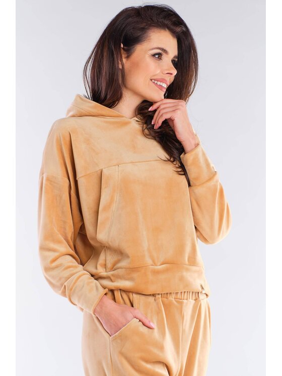 Awama Awama Bluza A412 Beżowy Basic Fit
