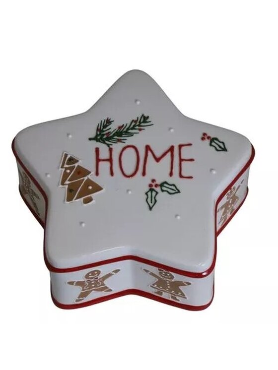 MIAhome MIAhome Pojemnik świąteczny ceramiczna GWIAZDKA Biały
