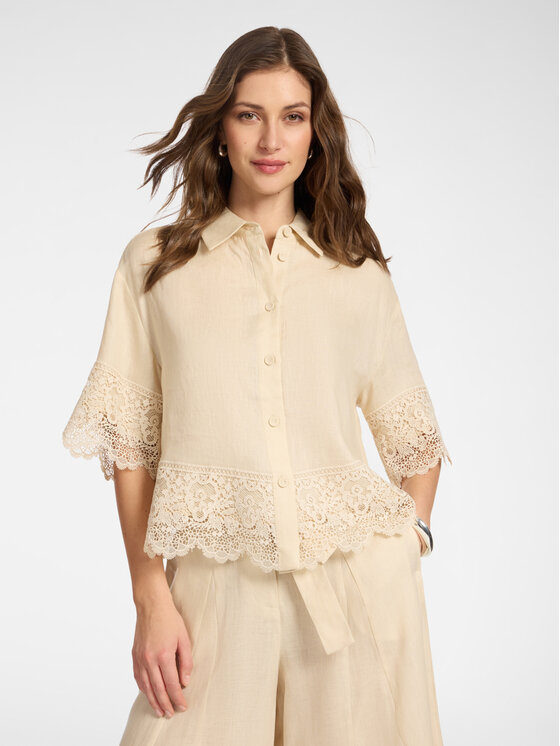 Elena Mirò Elena Mirò Koszula 5188P000271N002 Kremowy Boxy Fit