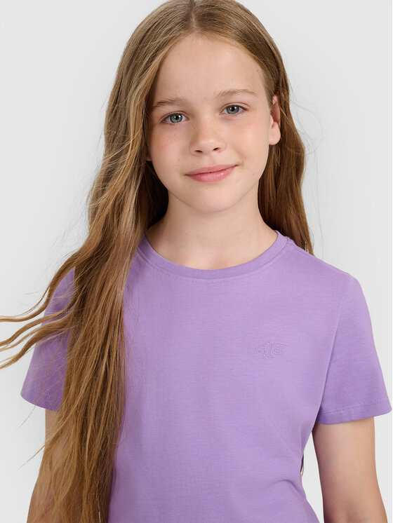 4F 4F T-Shirt BASIC+ Fioletowy Regular Fit