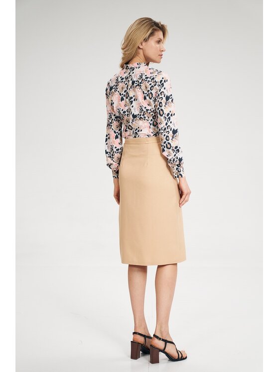FIGL FIGL Spódnica midi M697 Beżowy Bodycon Fit