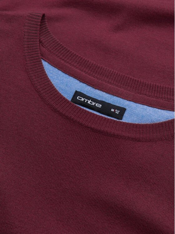 Ombre Ombre Svetr OM-SWBS-0106 Bordó Regular Fit