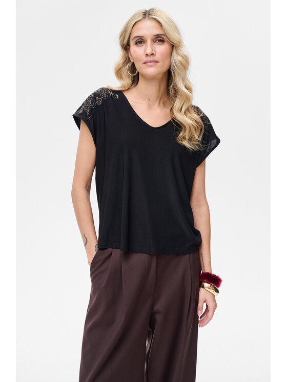 blue shadow blue shadow Bluzka Lenix Czarny Regular Fit
